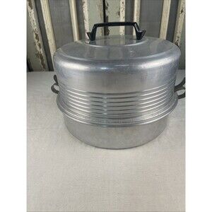 Vintage Regal Cake Pie Carry All Serve Aluminum Deep  Lid No Divider USA Handle